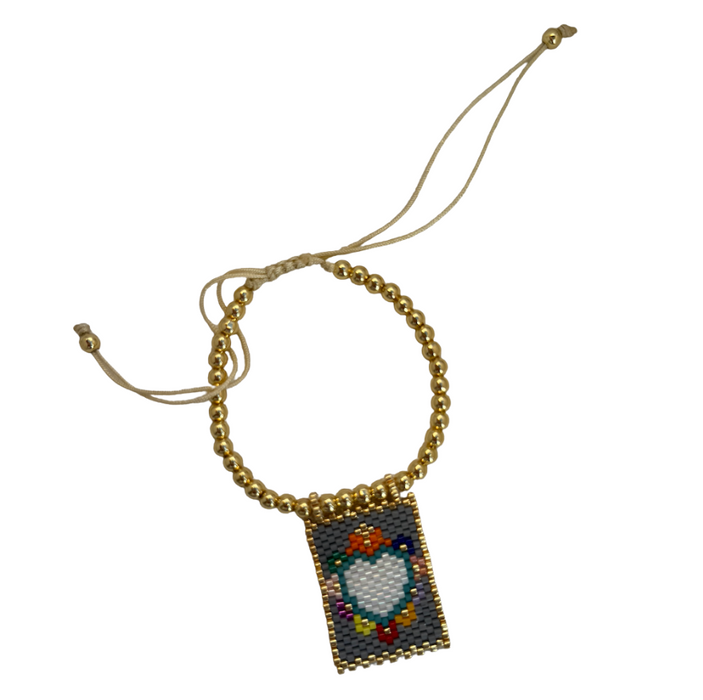 White Heart Flag Charm