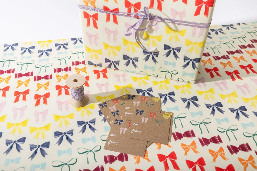 Rainbow Bow Sticker Gift Tags