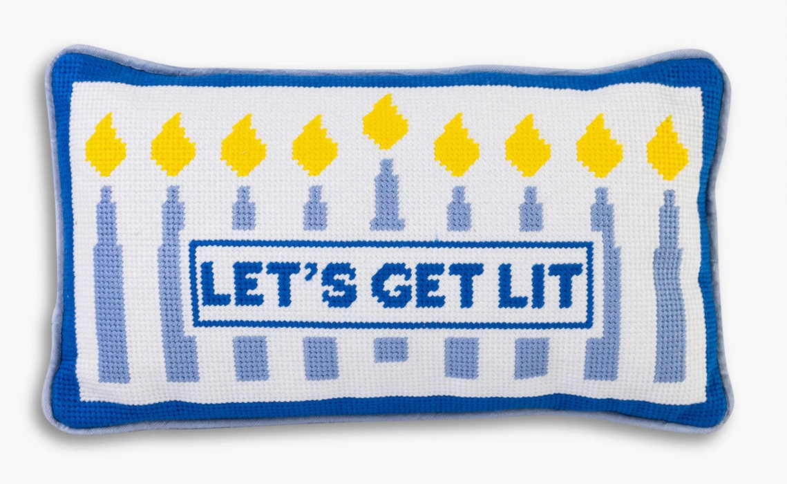 Let's Get Lit Needlepoint Pillow