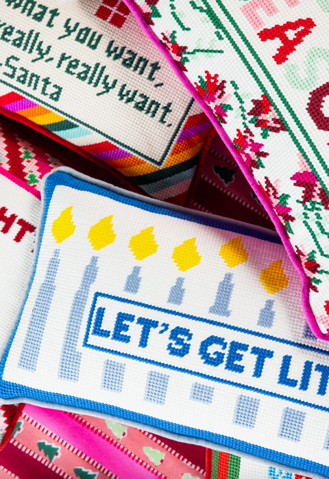 Let's Get Lit Needlepoint Pillow