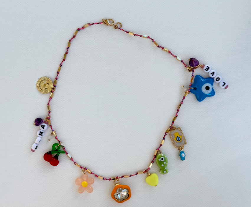 Rainbow Charm Knot Necklace