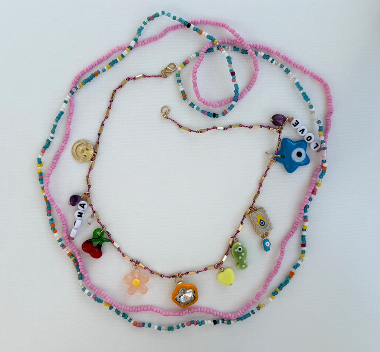 Rainbow Charm Knot Necklace