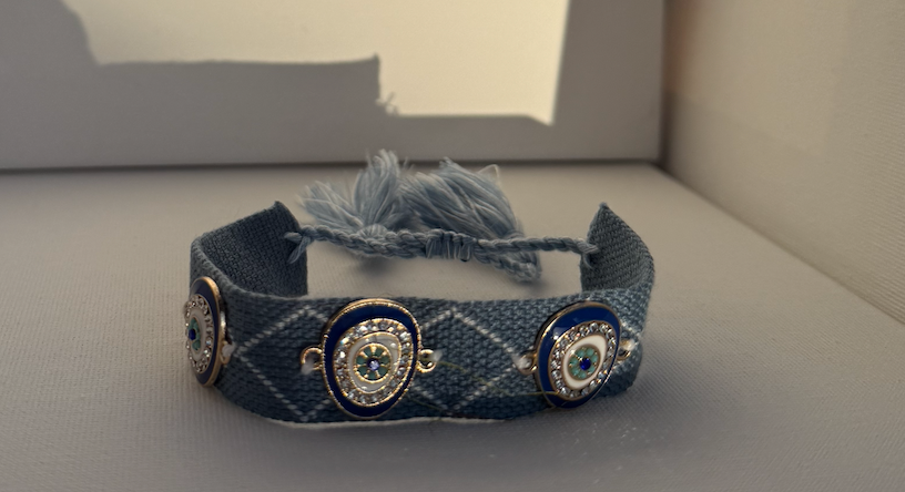 Evil Eye Bedazzled Woven Charm Bracelet