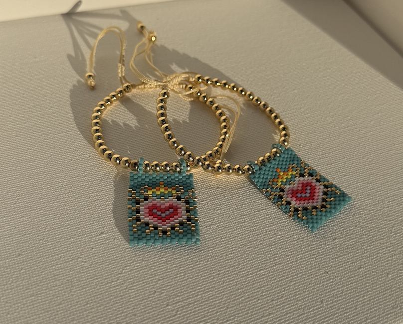 Flaming Heart Flag Charm Bracelet