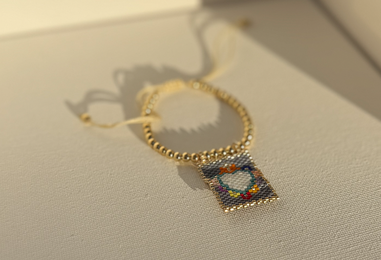 White Heart Flag Charm