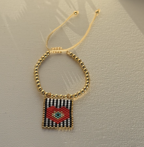 Red Heart Flag Charm Bracelet