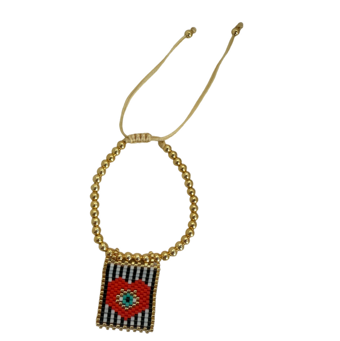 Red Heart Flag Charm Bracelet