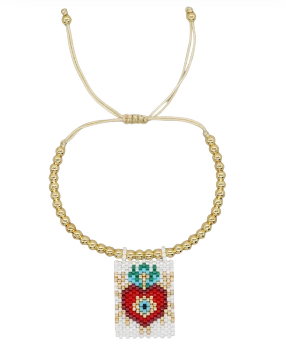 Red and White Heart Flag Bracelet